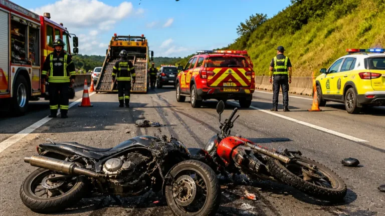 Colisão na Rod. dos Imigrantes deixa dois motoqueiros feridos em São Bernardo do Campo