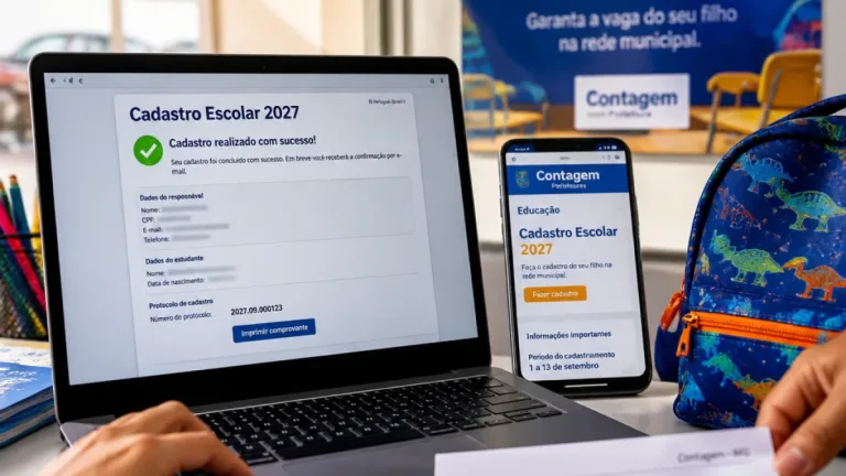 Contagem abre cadastramento escolar 2027 para educação infantil e ensino fundamental