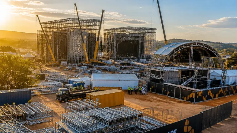 Contagem: montagem da Cidade do Rock acelera com menos de 30 dias para abertura