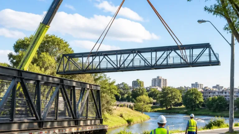 Curitiba inicia instalação de passarela metálica sobre o Rio Barigui no Campina do Siqueira