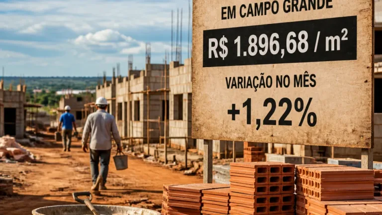 Custo da construção em MS sobe 1,22% em julho e mantém menor preço do Centro-Oeste