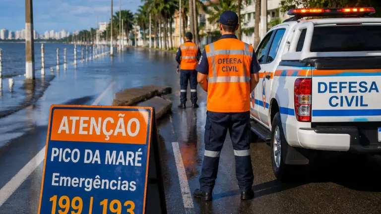 Defesa Civil alerta para risco de alagamentos em Joinville durante pico de maré