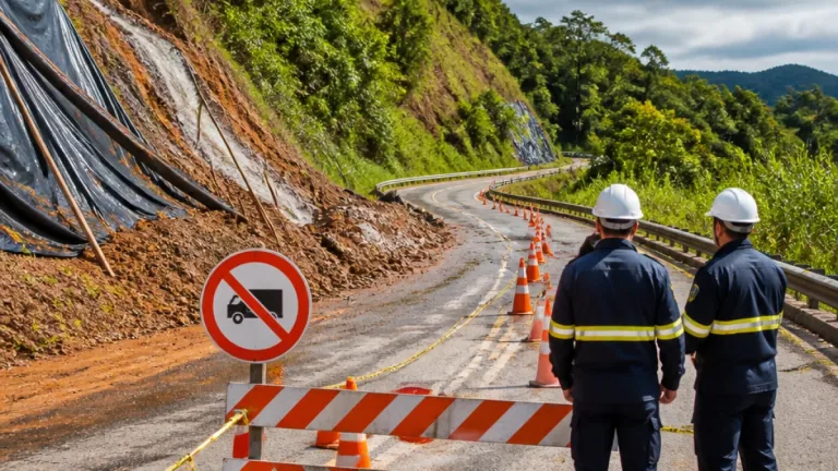 Deslizamentos na Serra da Dona Francisca colocam trecho de rodovia em risco — alerta para Serra
