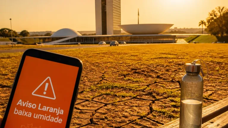 Distrito Federal em alerta laranja por baixa umidade; umidade pode cair abaixo de 20%