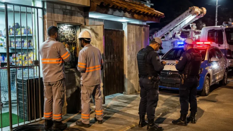 Enel e polícia identificam 'gatos' em supermercado e fábrica de pizzas em São Gonçalo