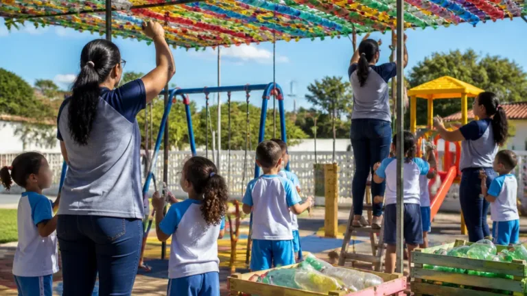 Escola de Boa Vista usa garrafas PET para cobrir parquinho e avança em prêmio nacional