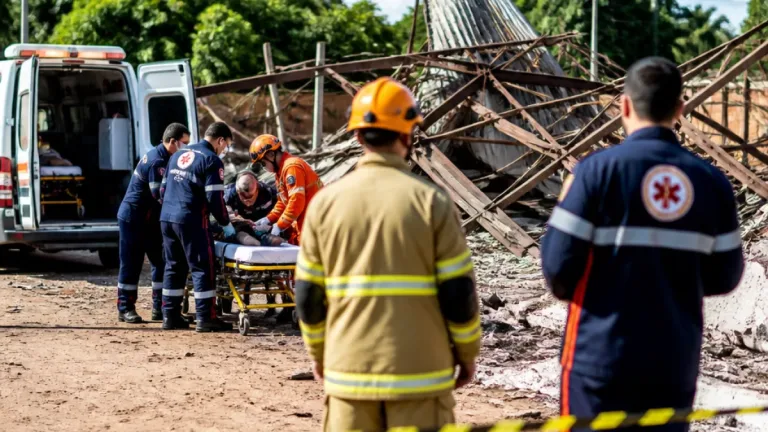 Estrutura de ferro desaba em obra na avenida Ataíde Teive e deixa três feridos em Boa Vista