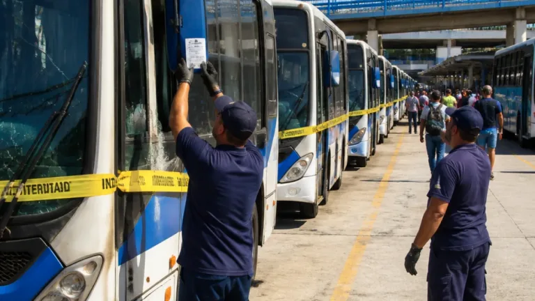 Fiscalização em Nova Iguaçu interdita cinco ônibus por falhas de segurança no terminal