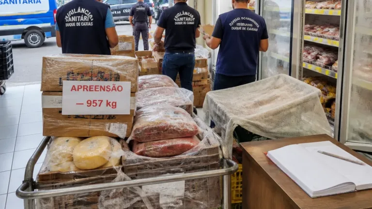Fiscalização retira 957 kg de alimentos impróprios em supermercado de Duque de Caxias