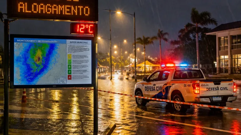 Frente estacionária mantém chuva persistente e risco de alagamentos em SC