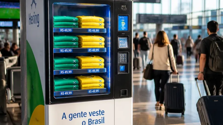 Hering instala vending machine com nova 'Camiseta Brasil' no Aeroporto de Guarulhos