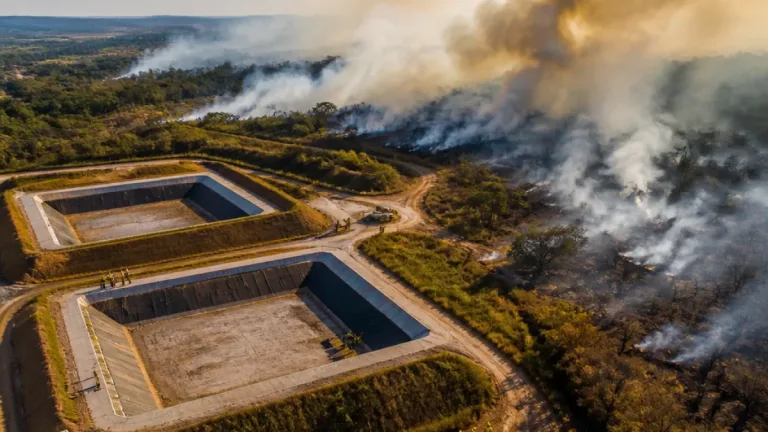 Incêndio atinge Parque Telma Ortegal, que guarda rejeitos do acidente com Césio-137, em Abadia de Goiás