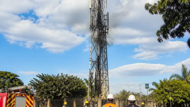 Incêndio atinge torre de telecomunicação no bairro Granada, em Uberlândia