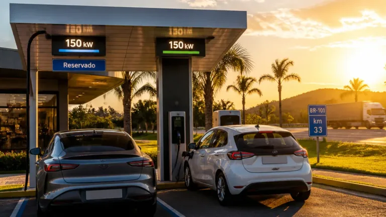 Joinville ganha hub de recarga rápida de 150 kW na BR-101 para veículos elétricos