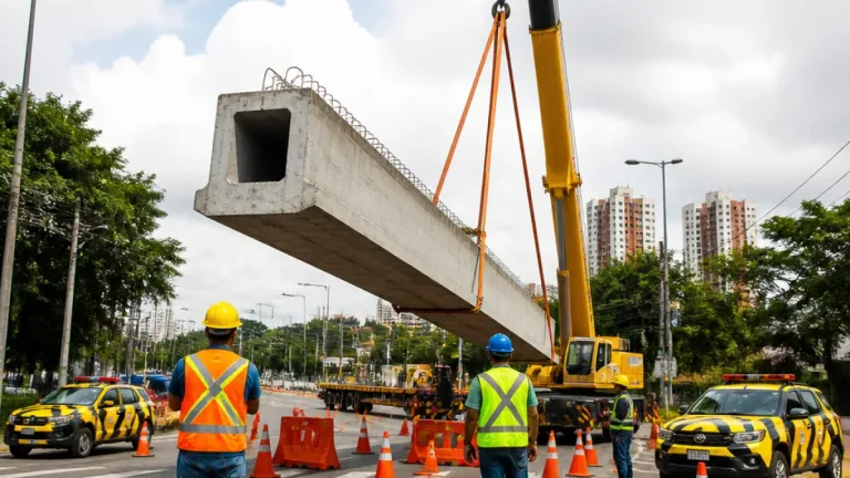 Manaus inicia nova fase do Complexo Viário Passarão com transporte de grandes vigas