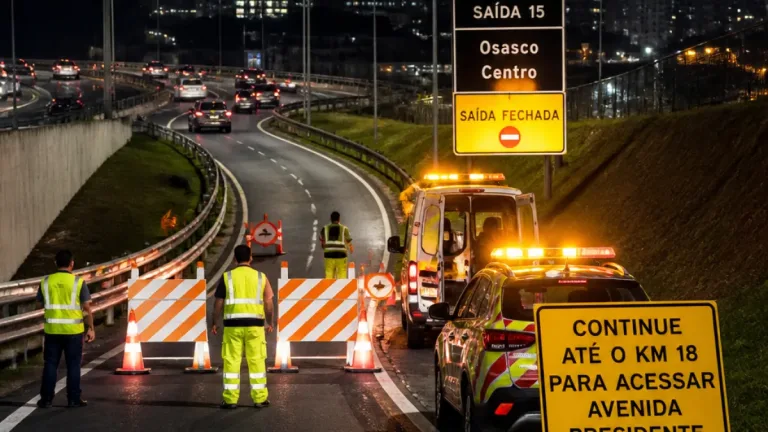 Obras na Castello Branco afetam saídas em Osasco; alça do km 15 ficará fechada à noite