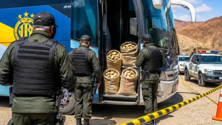 Ônibus com identificação do São Paulo é apreendido na Bolívia com 86,55 kg de maconha