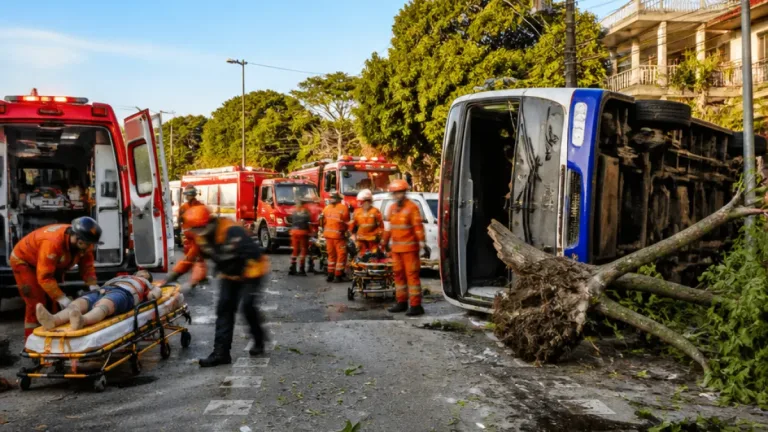 Ônibus tomba na Zona Oeste de Manaus e deixa mais de 20 feridos