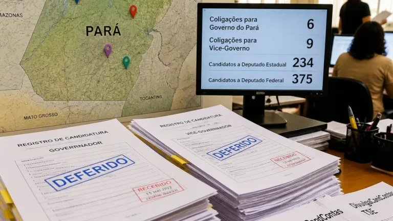Pará registra 624 candidaturas para 2026; disputa inclui seis chapas ao governo
