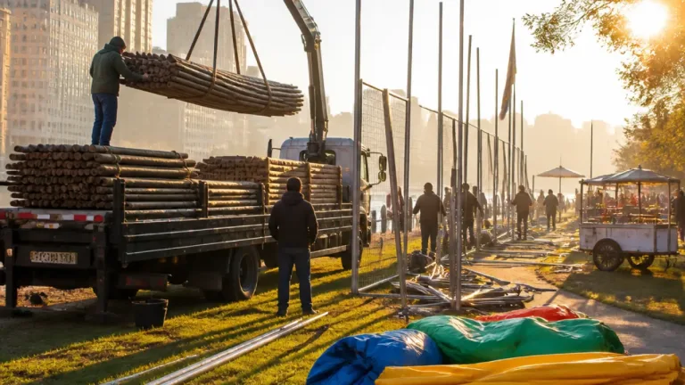 Porto Alegre inicia montagem dos 236 piquetes do Acampamento Farroupilha no Parque Harmonia