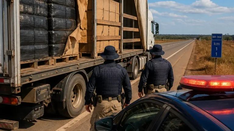 PRF apreende 206,54 kg de skunk escondidos entre paletes em Vilhena; motorista foi preso