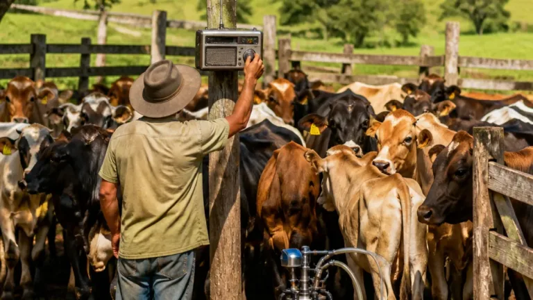 Produtor no Sul do ES usa rádio no curral há 15 anos e diz que música melhora produção de leite