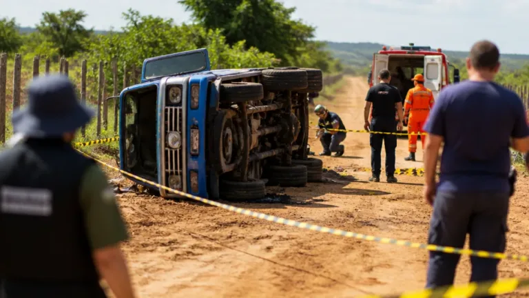 Quatro funcionários da Prefeitura de Landri Sales morrem em capotamento de caminhão em estrada vicinal