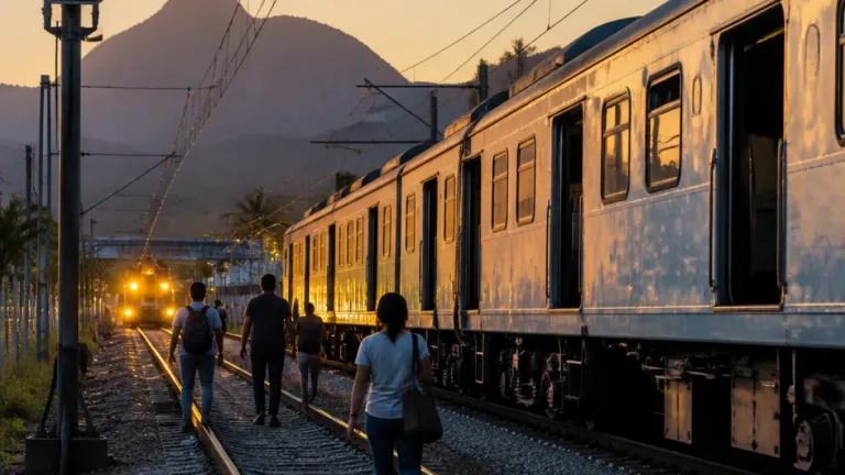 Queda de energia paralisa trens no Rio e passageiros chegam a caminhar pelos trilhos