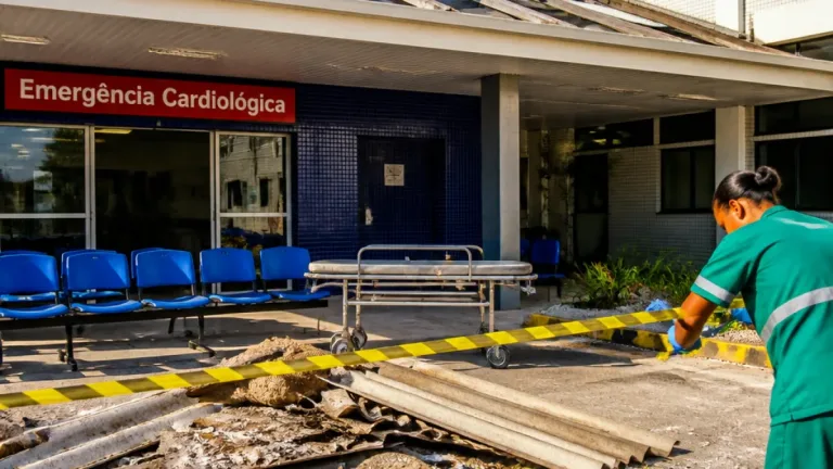 Recife: resíduos e pedras caem sobre área da emergência cardiológica do HAM durante obras