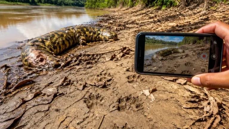 Sucuri de cerca de 3 metros é encontrada morta perto de rastros de onça em Caracaraí