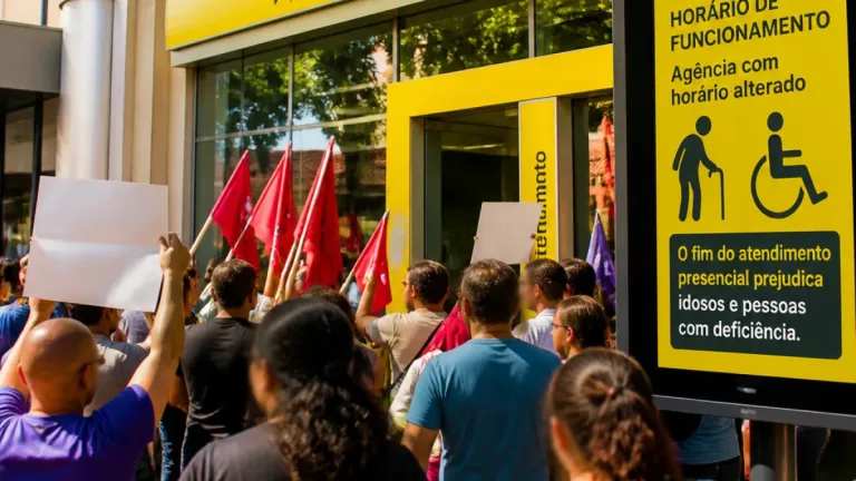 Teresina: bancários protestam contra fim do atendimento presencial em agências do Banco do Brasil