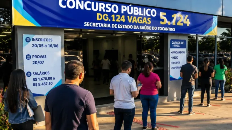 Tocantins abre concurso da Saúde com 5.124 vagas e salários de até R$ 17,7 mil