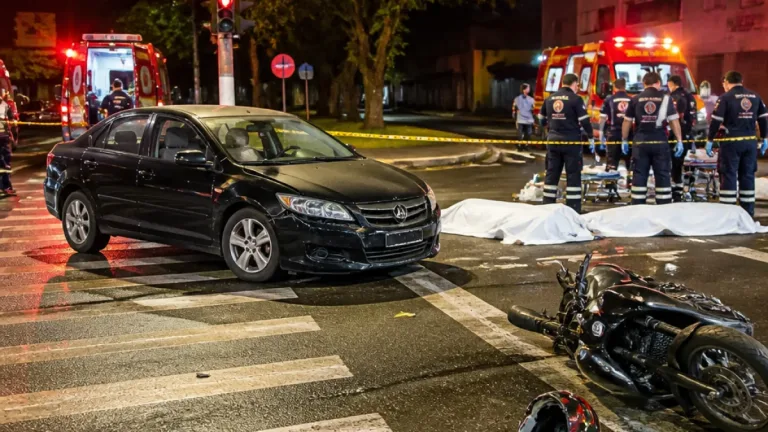 Três mortos em grave colisão no bairro norte de Londrina envolvem carro, moto e pedestre