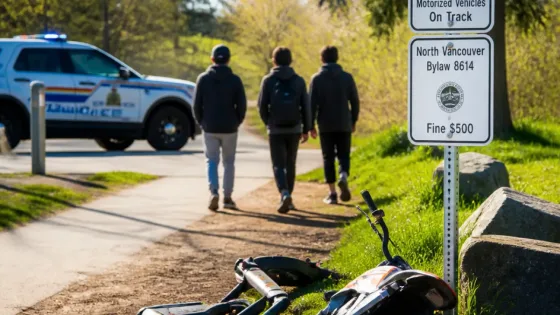 North Vancouver RCMP seek public help after e-scooters, e-dirt bikes endanger users at Fen Burdett