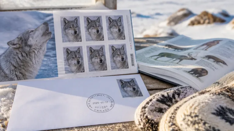 Arctic grey wolf joins three other Canadian wolves on new Canada Post stamps