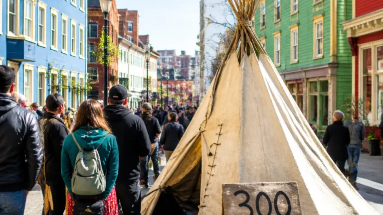 Artist installs Innu tent on Water Street to challenge St. John's public narrative