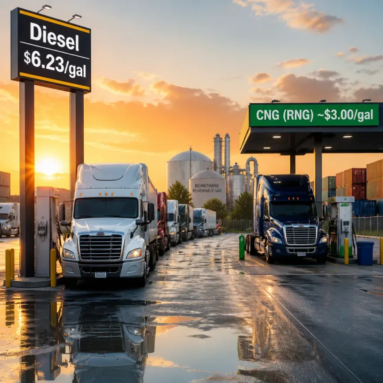 Surging diesel prices shift economics toward renewable natural gas for heavy trucks