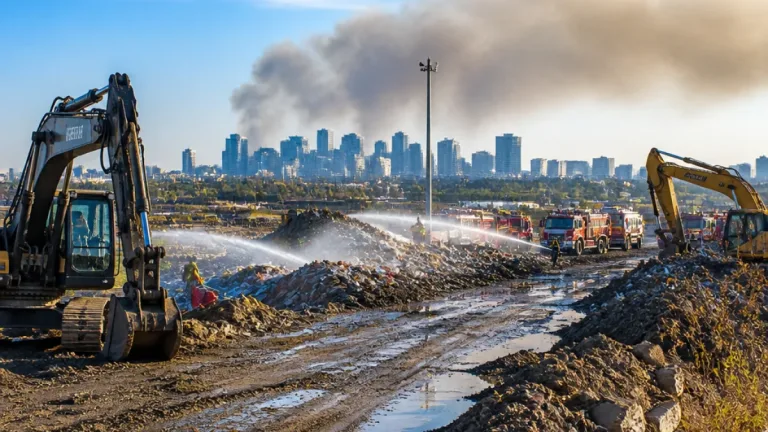 Calgary firefighters contain blaze at southeast ECCO Recycling landfill; smoke threat reduced