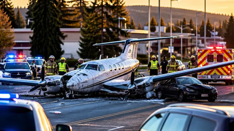 Emergency aircraft landing in Prince George kills one after striking vehicles on busy road