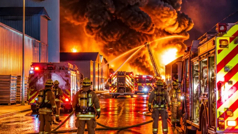 Massive overnight blaze at Abbotsford rubber plant sends thick smoke and odour across city