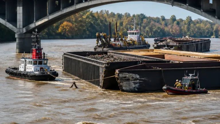 Milton–Madison Bridge briefly closed after 11 barges break loose on Ohio River