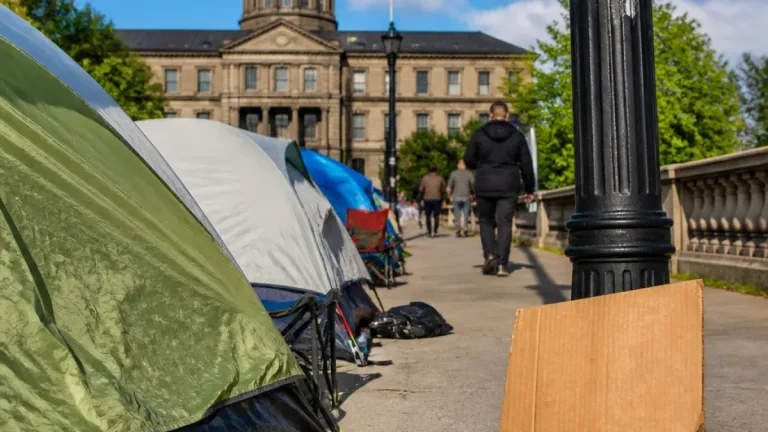 Mother presses province to restore aid for people living in tents after court win overturned by regulation