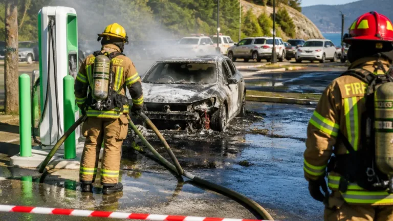 Nanaimo EV charging fire destroys vehicle; no injuries reported