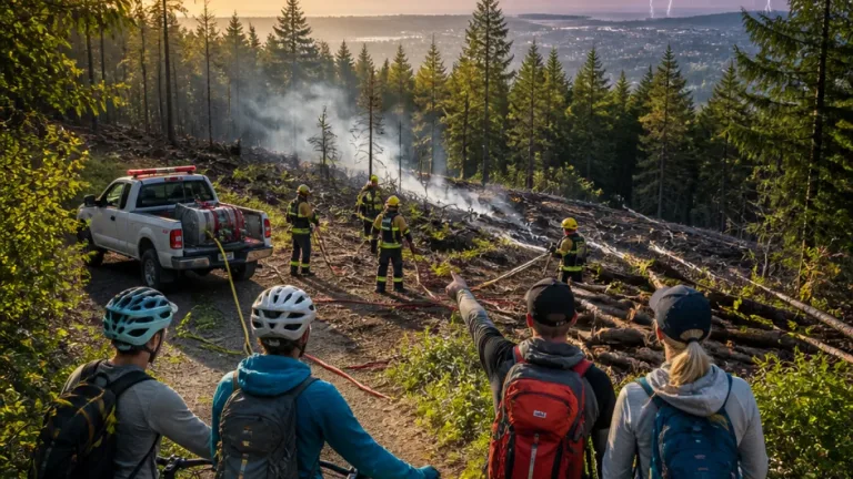 Nanaimo volunteers, crews stop small wildfire sparked by weekend lightning storm
