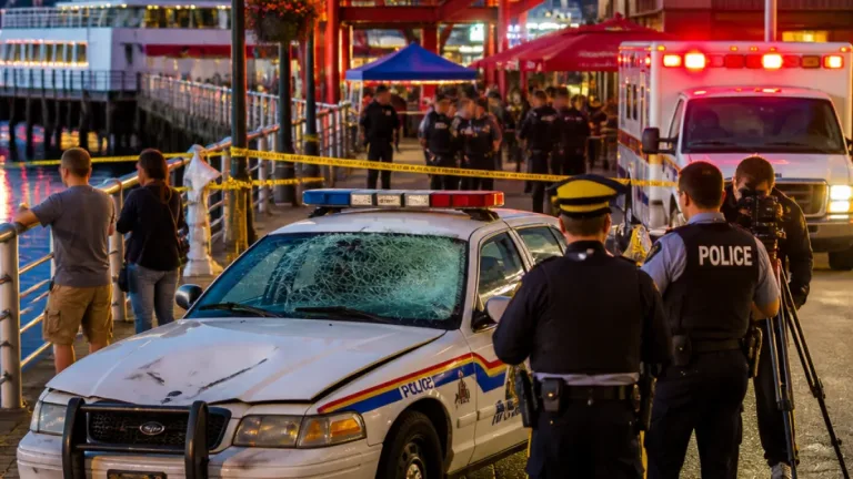 North Vancouver RCMP cruiser damaged after man attacks windshield at Lonsdale Quay