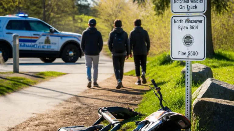 North Vancouver RCMP seek public help after e-scooters, e-dirt bikes endanger users at Fen Burdett