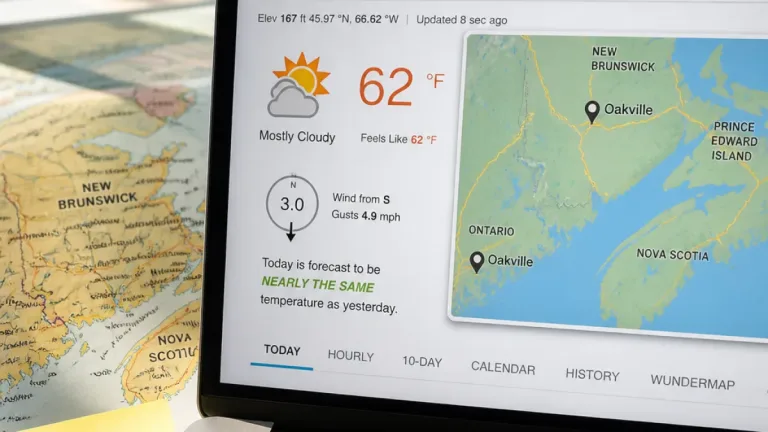 Oakville residents cautioned as weather site lists station for Oakville, New Brunswick