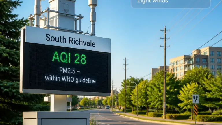 Richmond Hill air quality rated 'good' as PM2.5 meets WHO guideline, local station shows low AQI