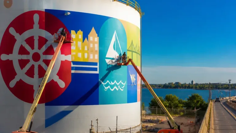 Sarnia tank given waterfront mural as Imperial partners with local artist