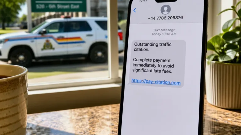 Saskatchewan RCMP warn of fraudulent traffic-ticket texts using +44 numbers